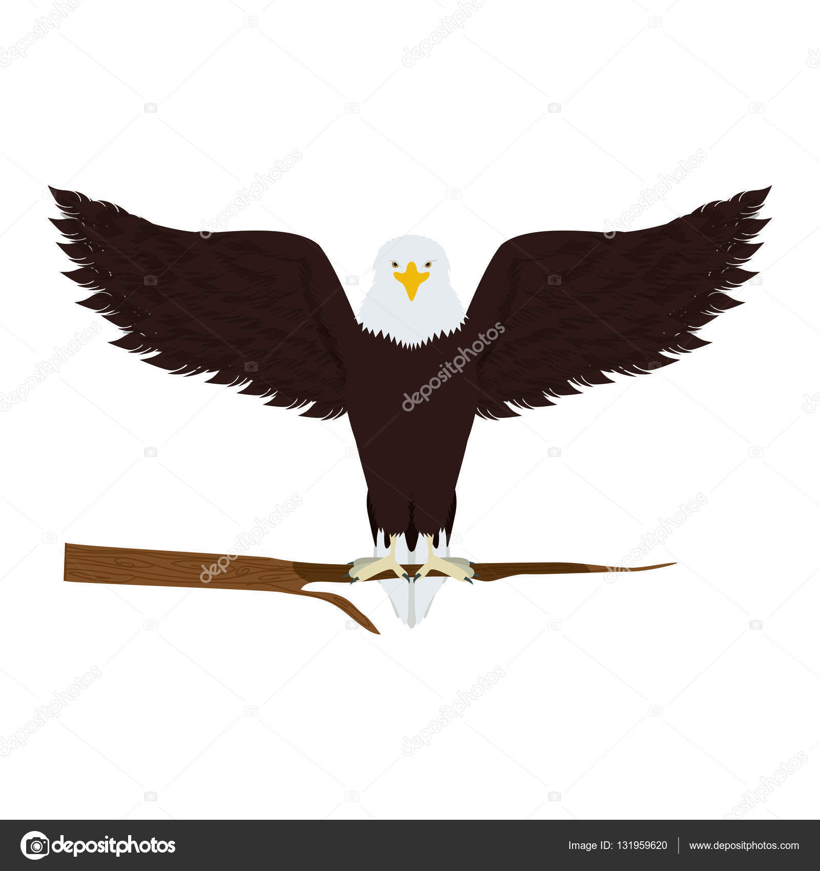 Eagle on a tree branch Stock Vector by ©grgroupstock 131959620