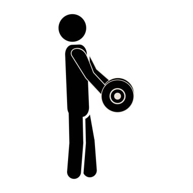 siluet adam bir disk ağırlık kaldırma