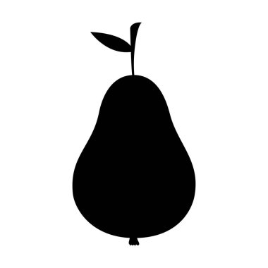 Armut meyve ile siluet siyah beyaz