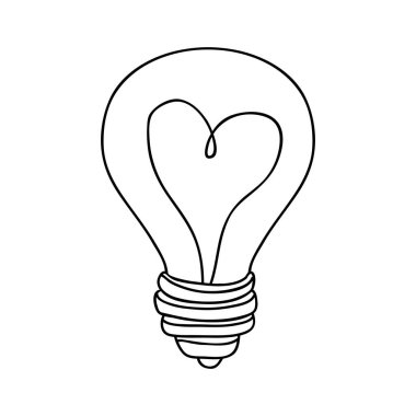 şekil kalbinde dirençle siluet kontur ampul