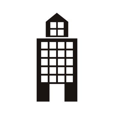 siluet siyah beyaz ofis binası ile