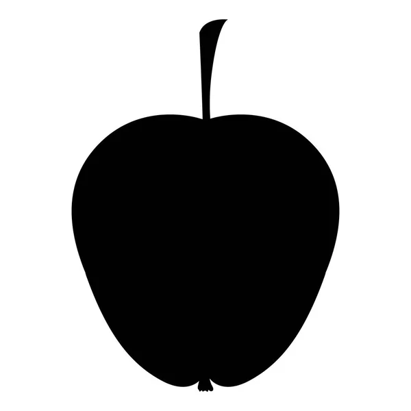 Silhouette monochrom von Apfel mit Stiel — Stockvektor