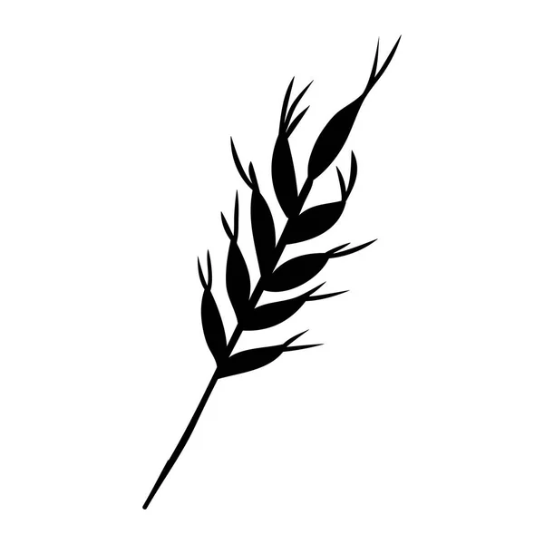 Silueta monocromo con rama de trigo — Vector de stock