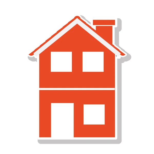 Silhouette mit orangefarbenem Haus auf zwei Etagen — Stockvektor