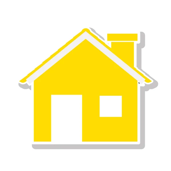 黄色い家と木のシルエット — ストックベクタ