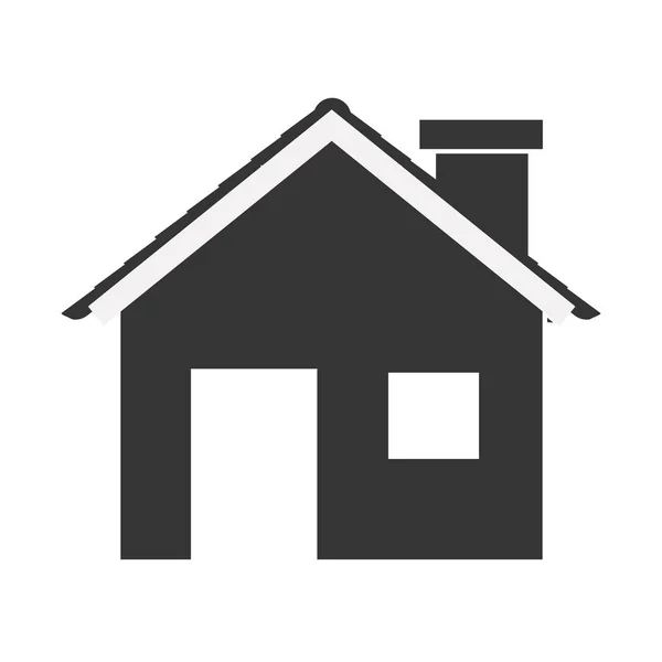 Silhouette avec maison monochrome et cheminée — Image vectorielle