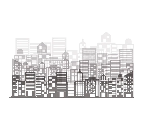 Bâtiment monochrome et scène d'illustration de la ville — Image vectorielle
