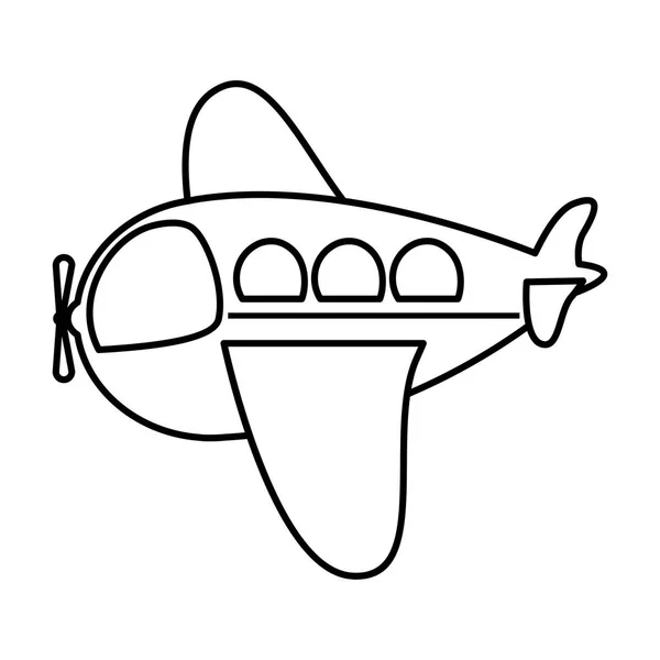 Silhouette side airplane toy flat icon — Stock Vector