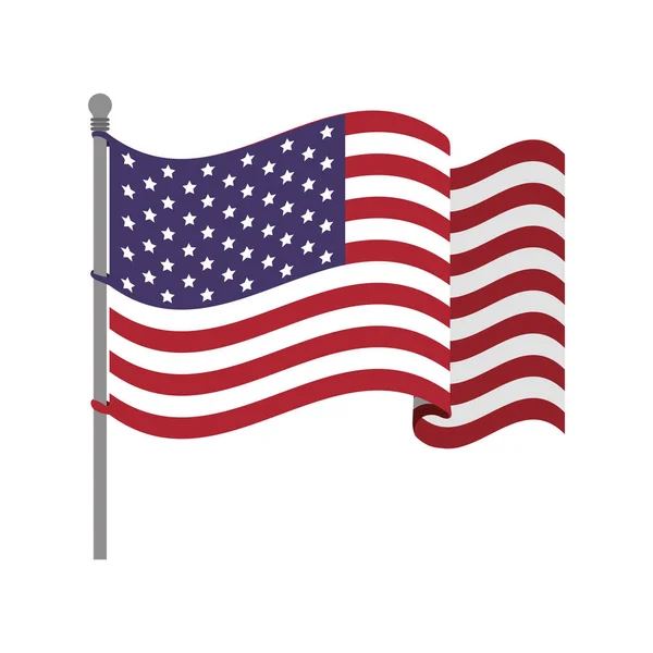 Bandera de Estados Unidos con viento ondeante — Vector de stock