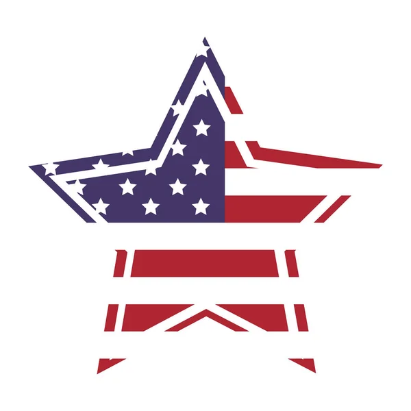 American flag star icon with outline — Stock Vector