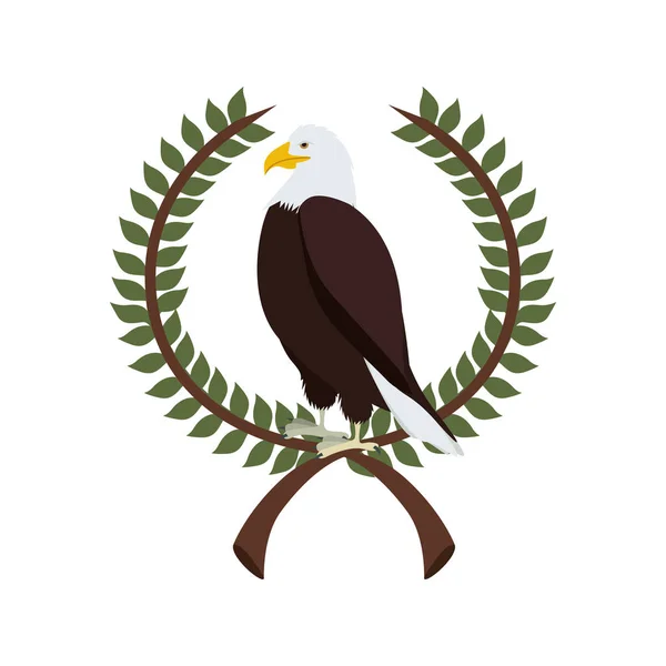 Aigle en couronne formé d'une branche d'olivier — Image vectorielle