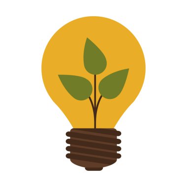 siluet kontur ampul içinde yaprak ile