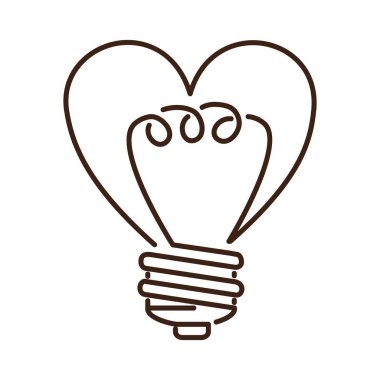 siluet ampul düz simgesi kalp şeklinde