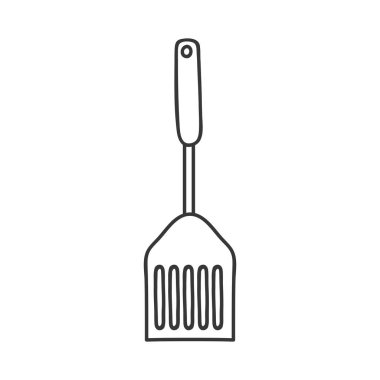 kızartma spatula ile siluet siyah beyaz