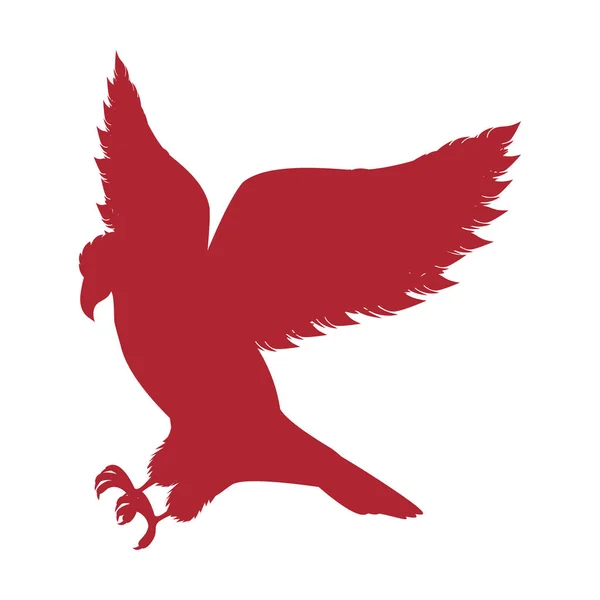 Red silhouette eagle hunting icon — Stock Vector