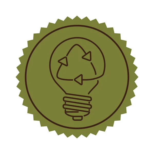 Timbre silhouette ampoule plat icône avec panneau recyclé — Image vectorielle
