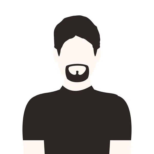 Monochrome half body man with beard without face — Stock Vector