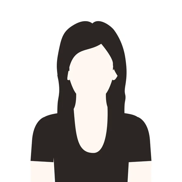Monochromatyczne pół ciała kobieta z długimi włosami, bez twarzy — Wektor stockowy
