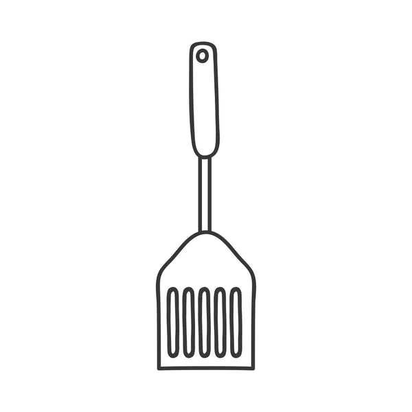 Silhouette monochrome avec spatule de friture — Image vectorielle