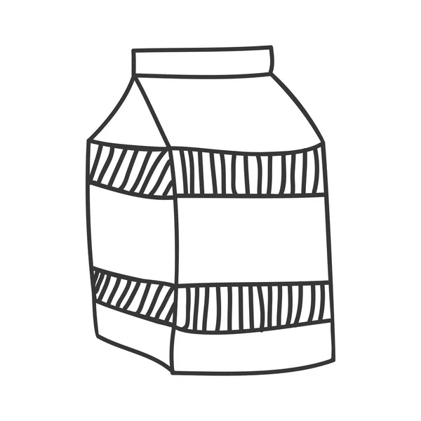 Silueta monocromática con caja de leche — Vector de stock