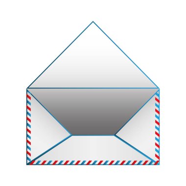 Boş kağıt zarf ile mavi anahat açıldı