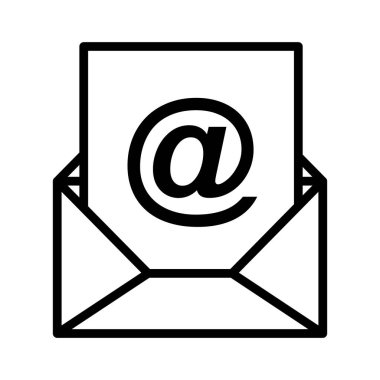 siluet zarf sayfası posta ile ve işareti