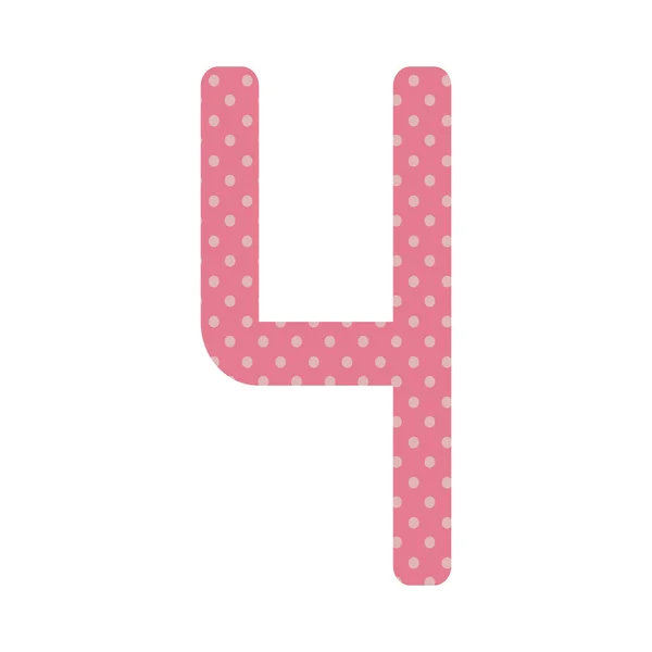 베이지색 점선 위에 번호 4 디자인 핑크 — 스톡 벡터