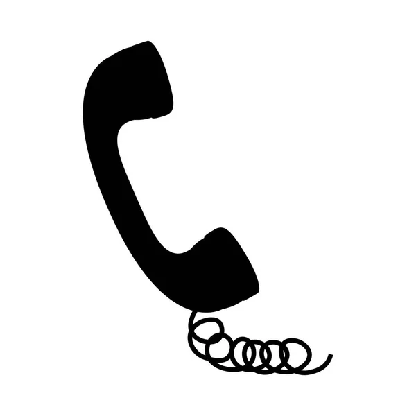 Zwarte silhouet handset met koord — Stockvector