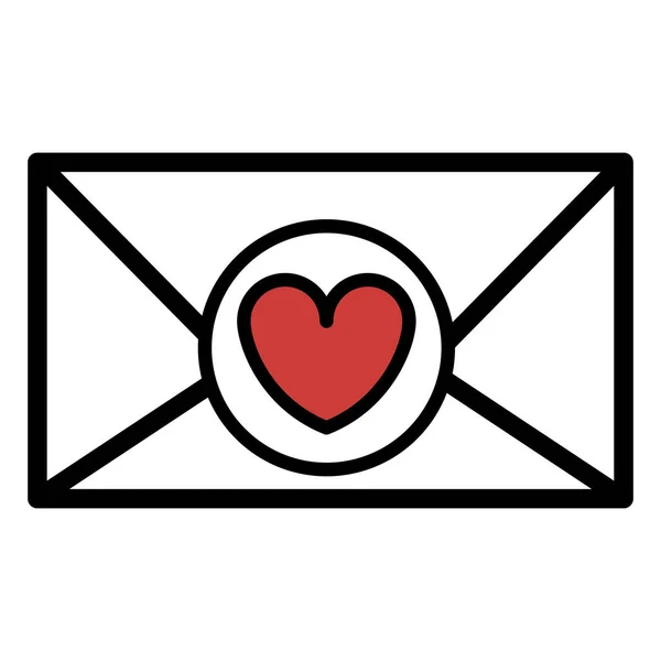 Silhouet Valentijn romantische enveloppen met hart tekenen — Stockvector