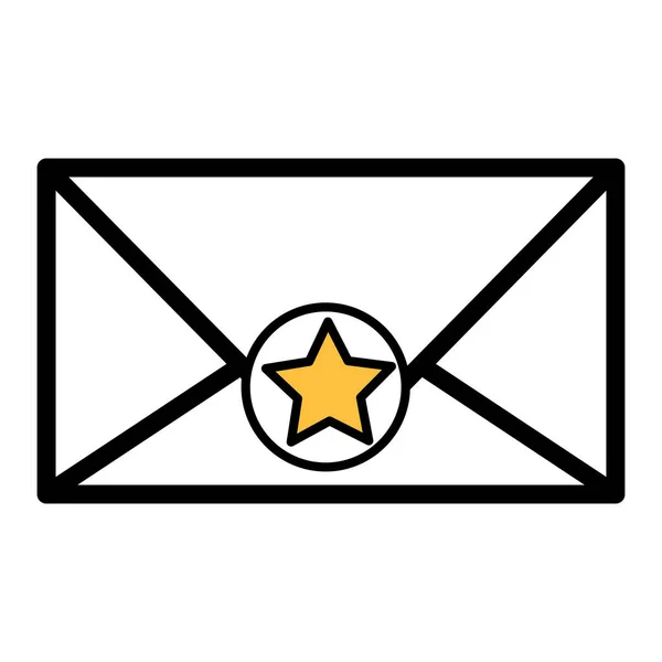 Silhouette envelope with star sticker — Stock Vector
