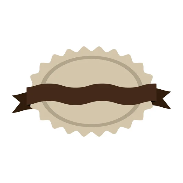 Sello de sello de forma dentada ovalada con etiqueta curva marrón — Archivo Imágenes Vectoriales