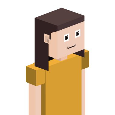 t-shirt ve kısa saç ile Lego kız yarım vücut