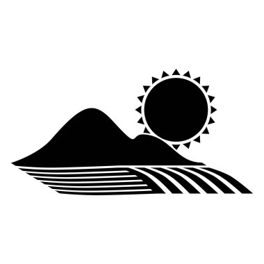 siluet siyah beyaz dağ ve güneş ile tohum