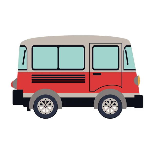 Silueta colorida con furgoneta roja — Vector de stock