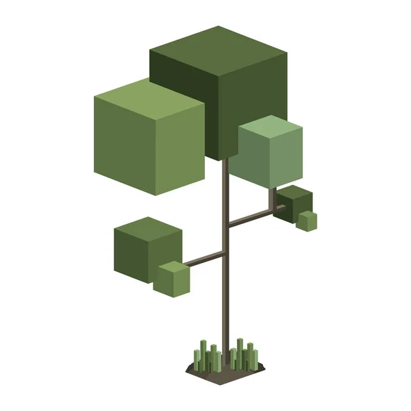 Барвистий дизайн пікселів зеленого дерева — стоковий вектор