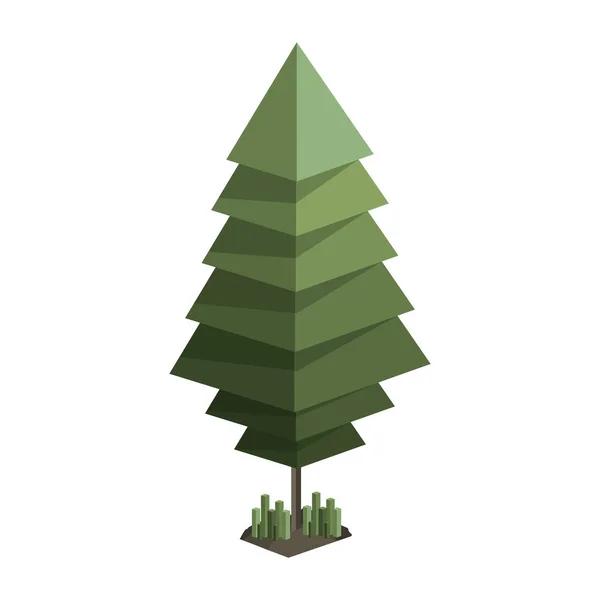 ピクセル デザインと色鮮やかな緑の松 — ストックベクタ