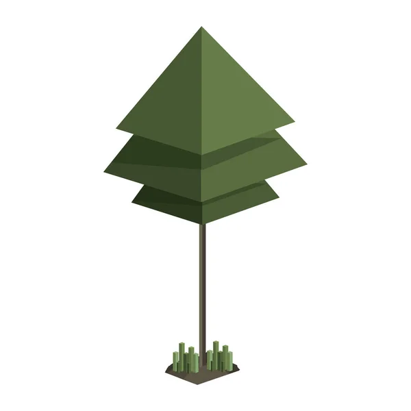 Bunte kleine grüne Kiefer mit Pixel-Design — Stockvektor