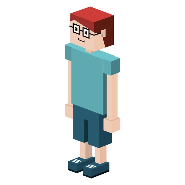 Lego criança com t-shirt e shorts e óculos — Vetor de Stock