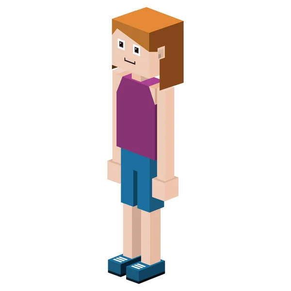 LEGO-Mädchen mit T-Shirt-Ärmeln und kurzen Hosen — Stockvektor