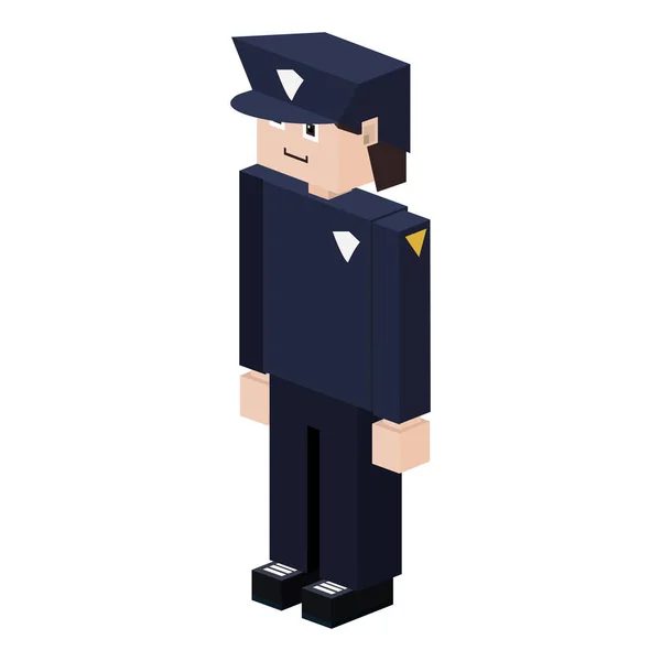 Lego silhouette policeman with uniform blue — Stock Vector