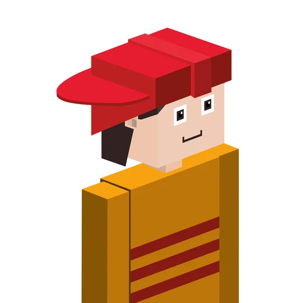 Lego meio corpo bombeiro com capacete —  Vetores de Stock
