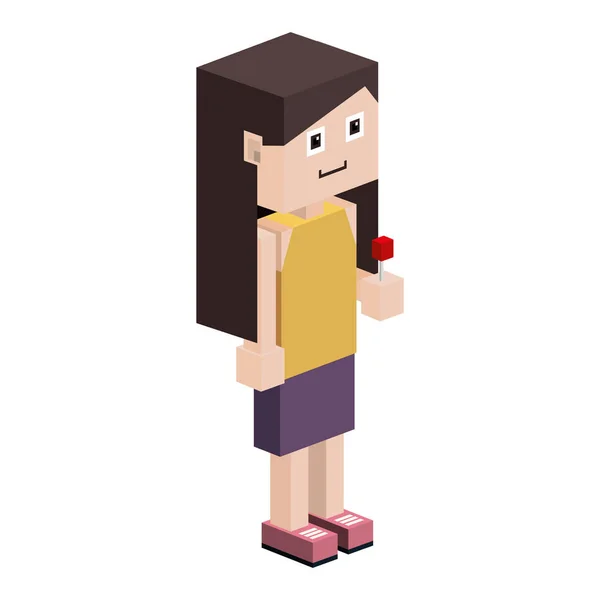 LEGO Silhouette Mädchen mit Lutscher — Stockvektor