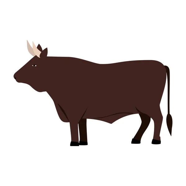 Imagen de color con toro marrón — Vector de stock