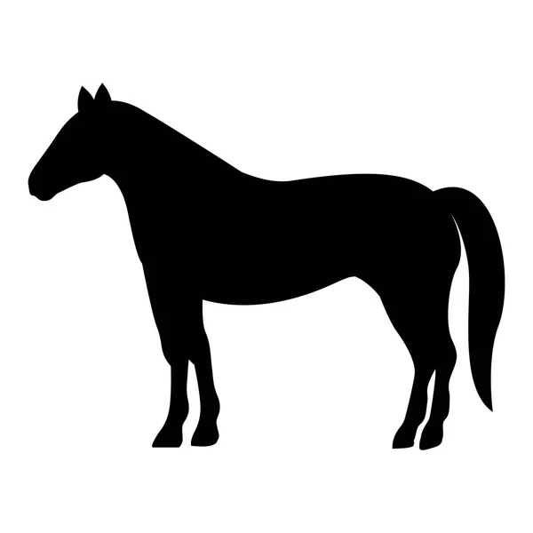 Silueta monocromo con caballo de granja — Archivo Imágenes Vectoriales