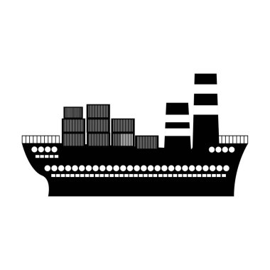 siyah siluet konteyner kargo gemisi