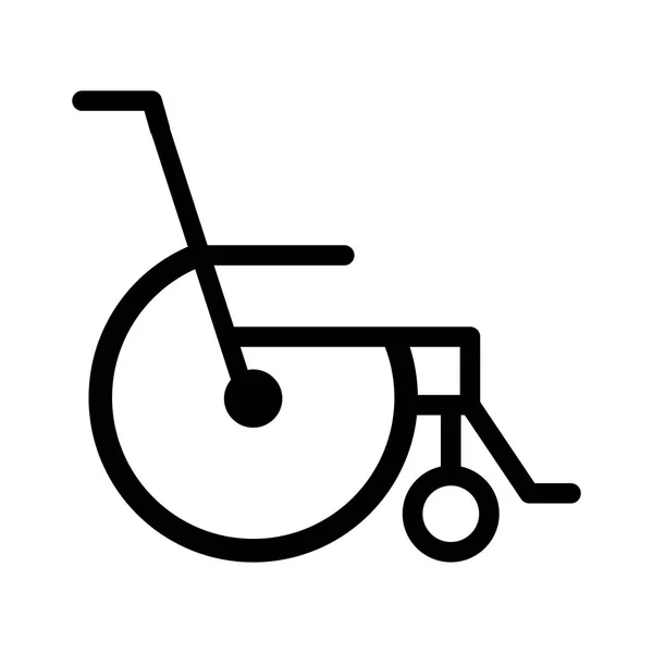 Silueta negra abstracta silla de ruedas reclinable icono plano — Vector de stock
