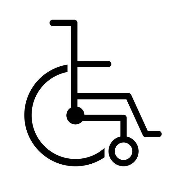 Siyah siluet soyut tekerlekli sandalye düz simgesi — Stok Vektör