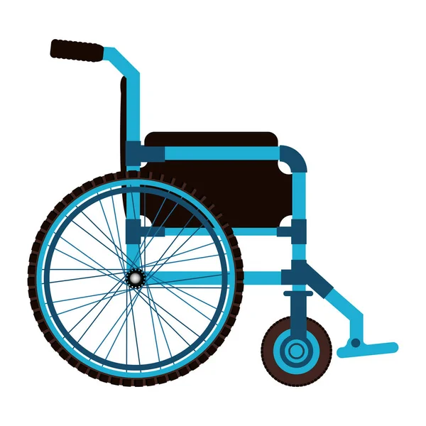 Mavi tekerlekli sandalye tasarım tıbbi öğesi simgesi — Stok Vektör