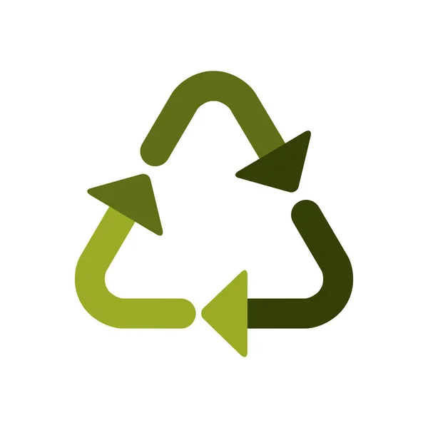 Green recycling symbol shape with arrows — Stock Vector