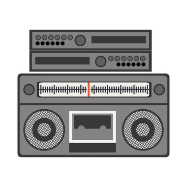 siluet Gri Ölçek stero ses amplifikatör ile